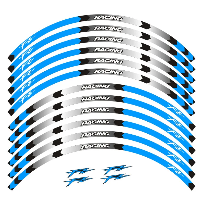 8 стильных наклеек для обода колеса мотоцикла 17 дюймов для Yamaha FZ1 FZ6 FZ-07 FZ8 FZ-09 FZ-10 FZS1000 FAZER - Цвет: A Blue