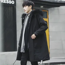 Корейский стиль мужские зимние длинные куртки и пальто Модные теплые парки Толстовка Толстая мужская одежда