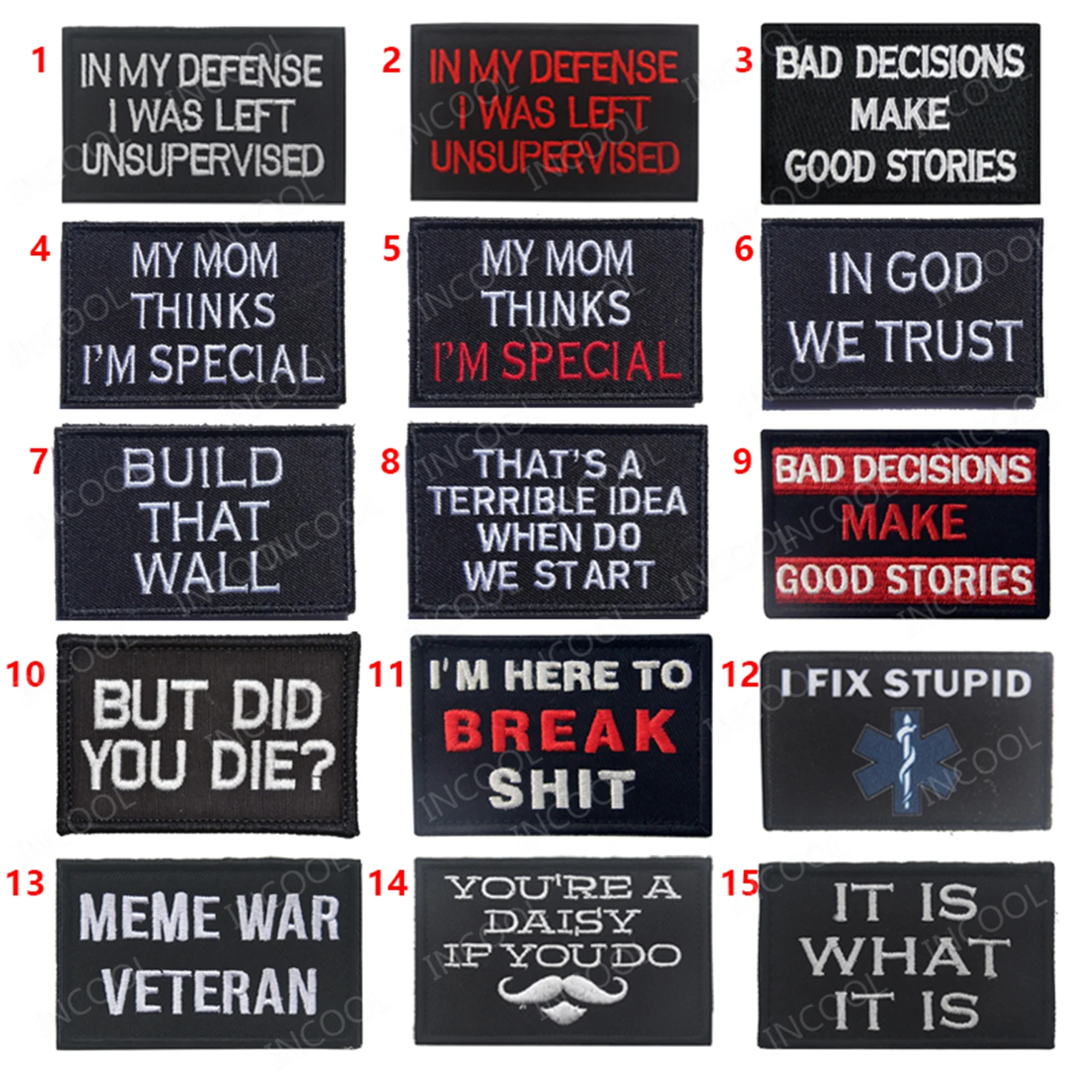 

Embroidery Patch Funny Words Army Military Morale Patches Tactical Combat Emblem Appliques Fabric Hook & Loop Embroidered Badges