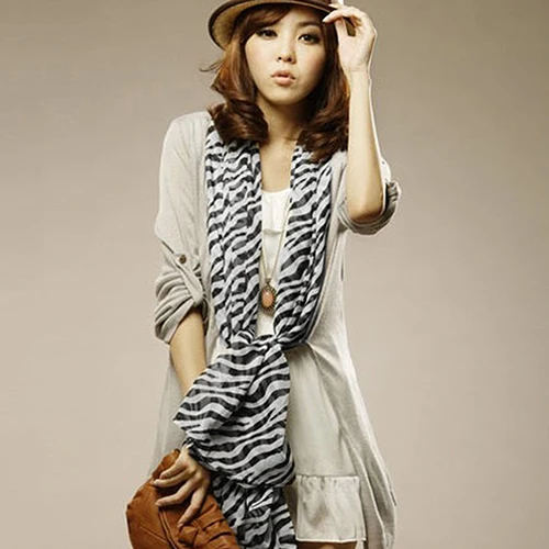 

New Women's Fashion Long Soft Comfortale Zebra Stripes Pattern Chiffon Shawl Scarf New Arrival