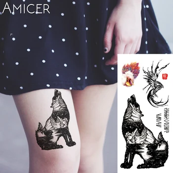 

1 piece Fantasy Color giraffe Hot Large animal Temporary Tattoo Waterproof Tattoo Sticker for women men