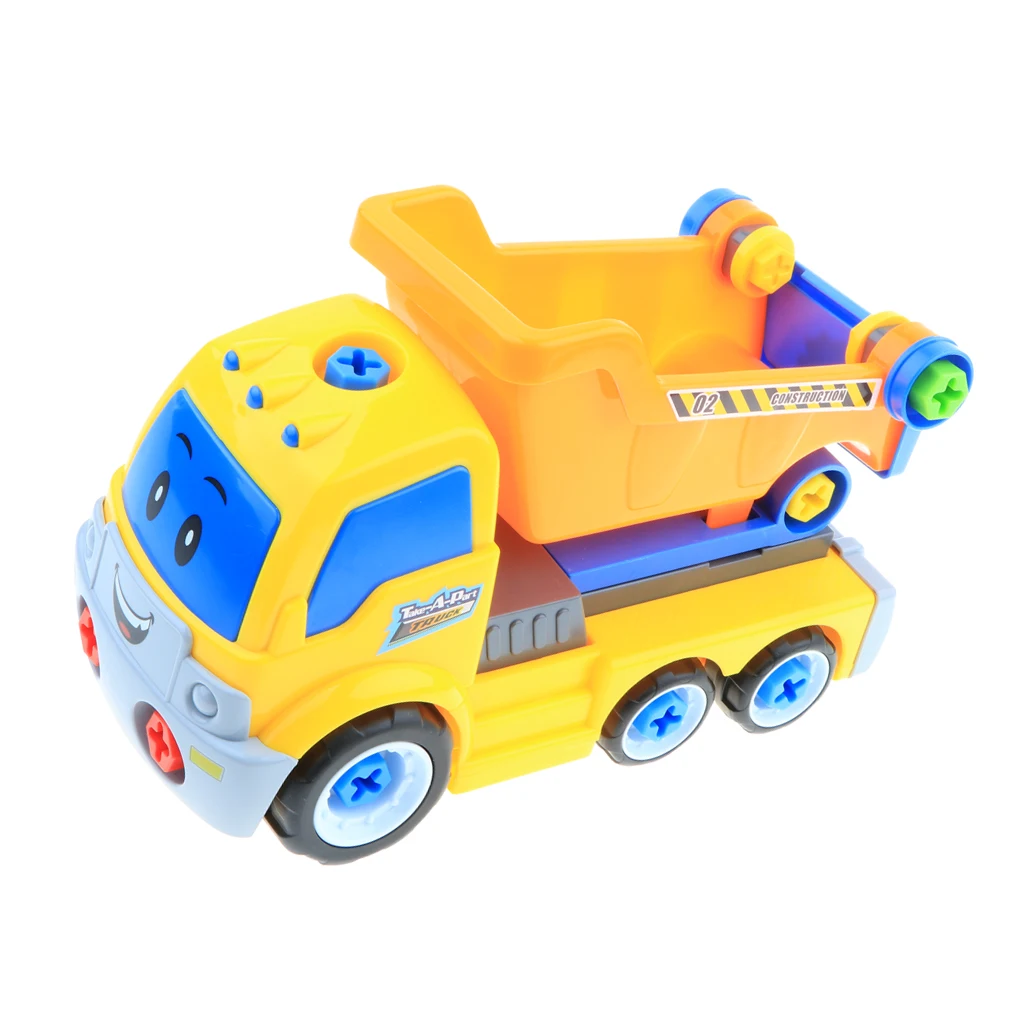 Take Apart Constructions Vehicles Toys - Assemble RC remote control Engineering Truck w/ Electric Drill Tool Kit Screwing Block