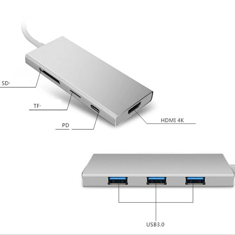 Док станция 7 в 1 USB C для телефона ноутбука 3 0 HDMI RJ45 SD Type c usb хаб Fealushon Macbook Pro HP DELL