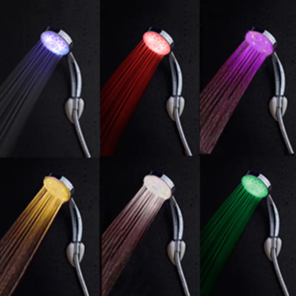 Романтический автоматические волшебные 7 цветов 5 светодиодный свет передачи осадков Насадки для душа с закругленным носком RC-9816 для водяной бани Ванная комната
