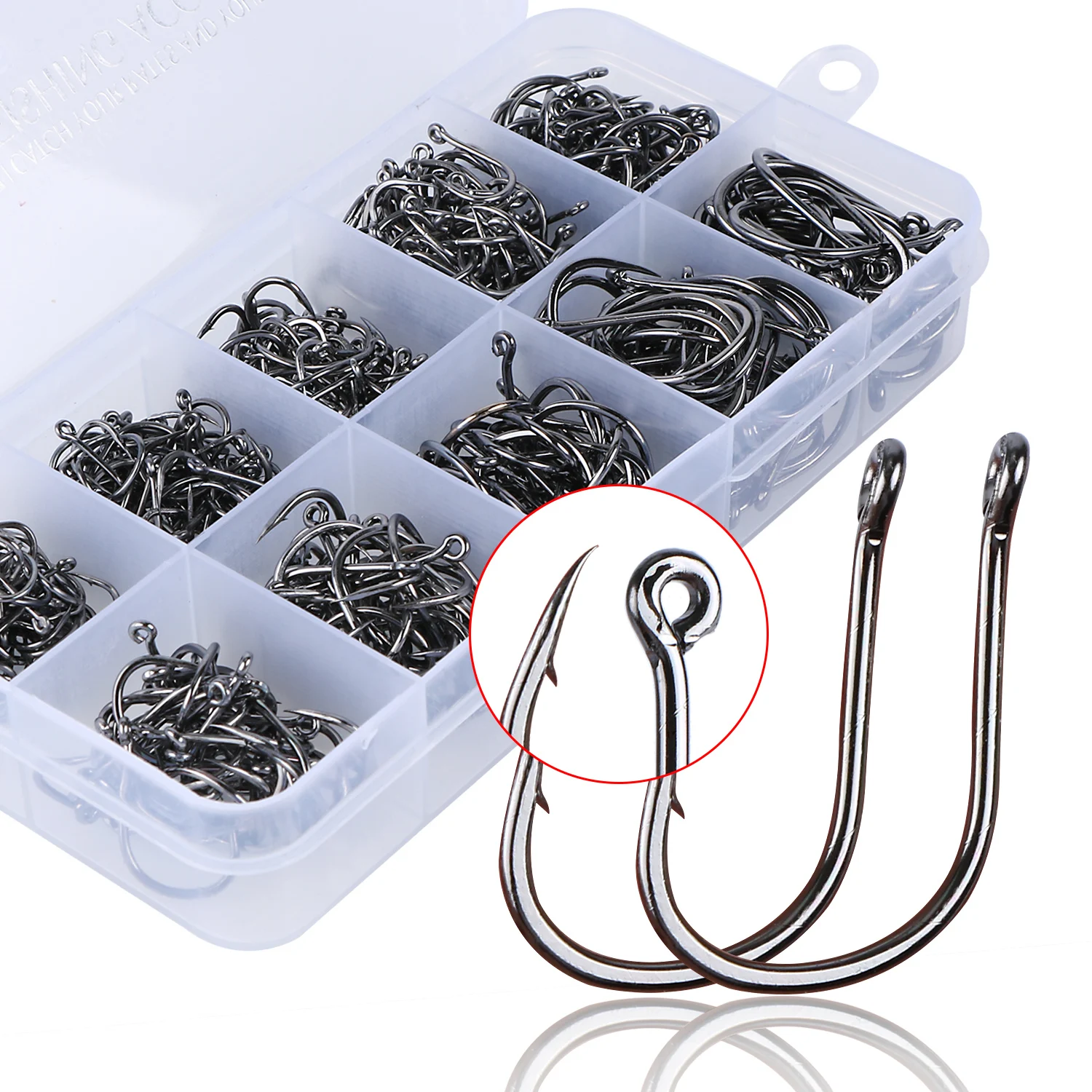 Goture 500Pcs/Box High Carbon Steel Fishing Hook Size #3-#12