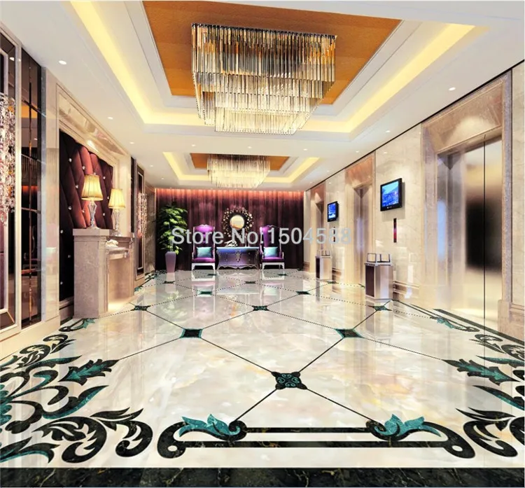 Пользовательские фото обои Европейский стиль мраморный геометрический узор пол стикер гостиная отель роскошный Декор 3D Пол Плитка Фреска
