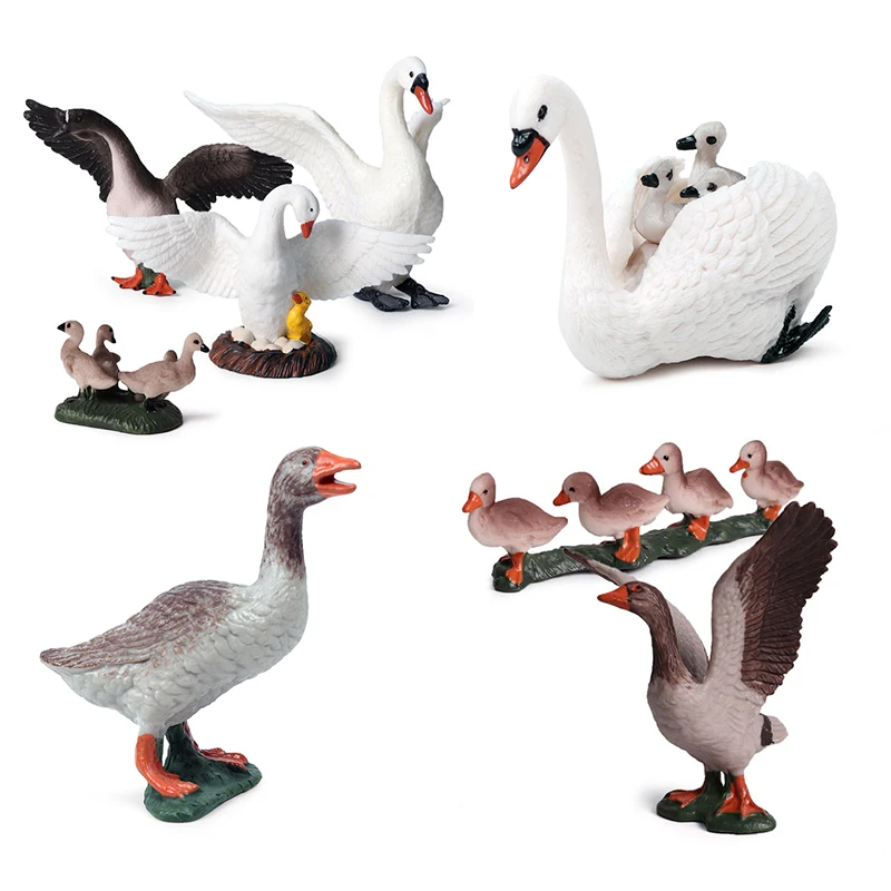 24 Style Classic Poultry Animal Simulation Mini Model PVC Chicken Swan Duck Furniture Decoration Educational Toy For Kid Gift F3