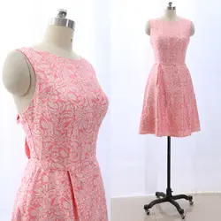 MACloth розовый короткий Scoop средства ухода за кожей Шеи по колено короткие атласные вечерние платья платье M 265409 распродажа