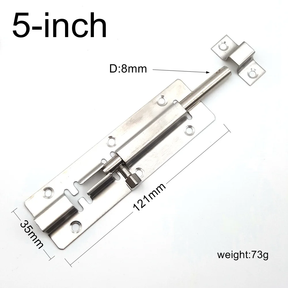 1 шт 3/4/5/6/8 inch Нержавеющая сталь щеткой 35 Ширина дверная защелка Скользящий замок защелка-болт навес для ворот блокировки ворот безопасности