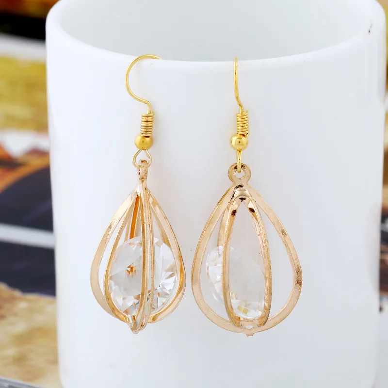 

Geometric Circle Drop Earrings For Women Trendy Crystal Ball Earrings Alloy Dangle 2019 Fashion Brand Jewelry Accessories