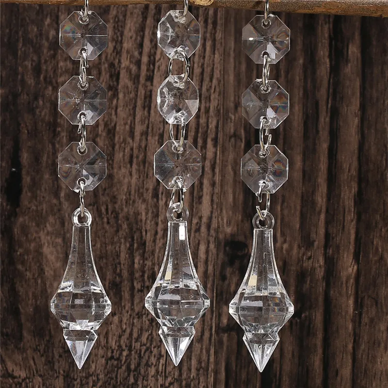 

10 Pcs Wedding Acrylic Beads Drops Chandelier Hanging Curtain Interior Decor Pendant Crystal clear hanging drops beads on sale