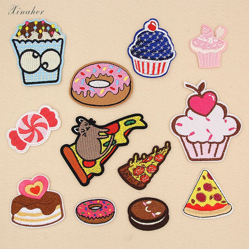 

XINAHER 12pcs/lot Cartoon food patches DIY clothing patch affixed decorative sewing accessories hat clothes