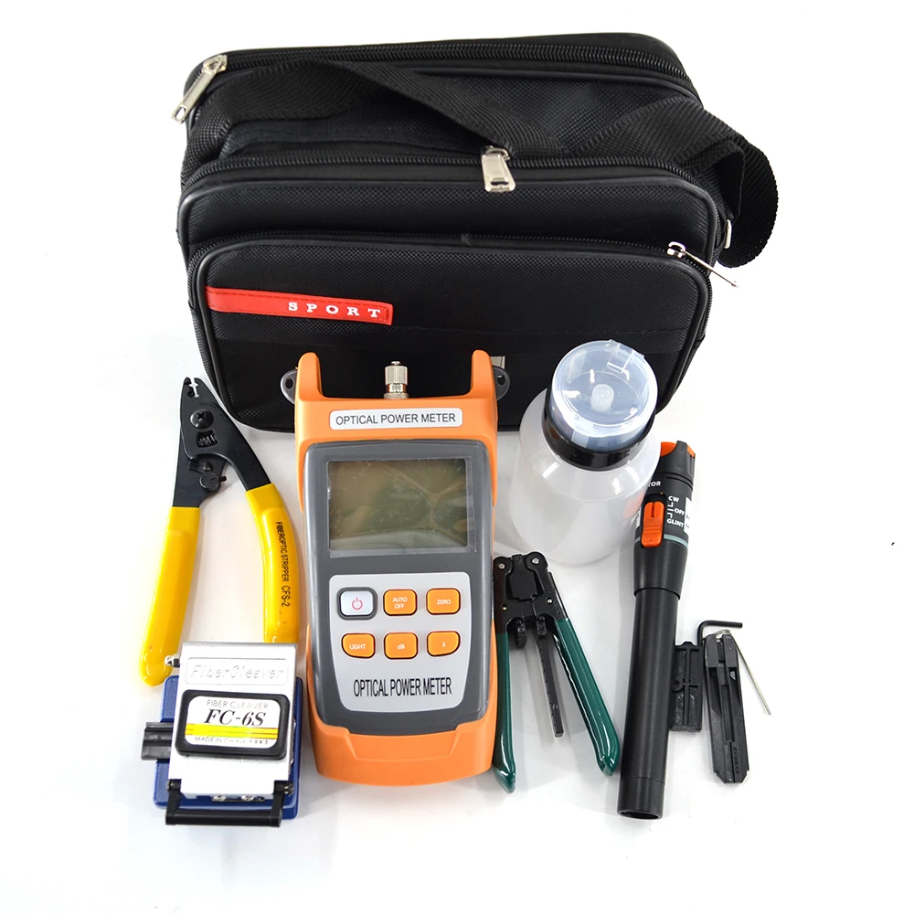 

11pieces/set fiber Optic FTTH Tool Kit with FC-6S Fiber Cleaver and Optical Power Meter 1MW VFL Wire stripper CFS-2
