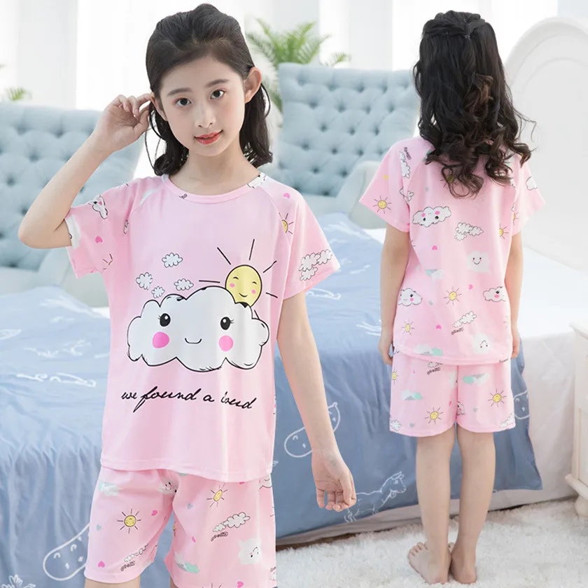 Fashion Big Girls Pajamas Clouds Sleepwear Kids Pajamas Long Sleeve