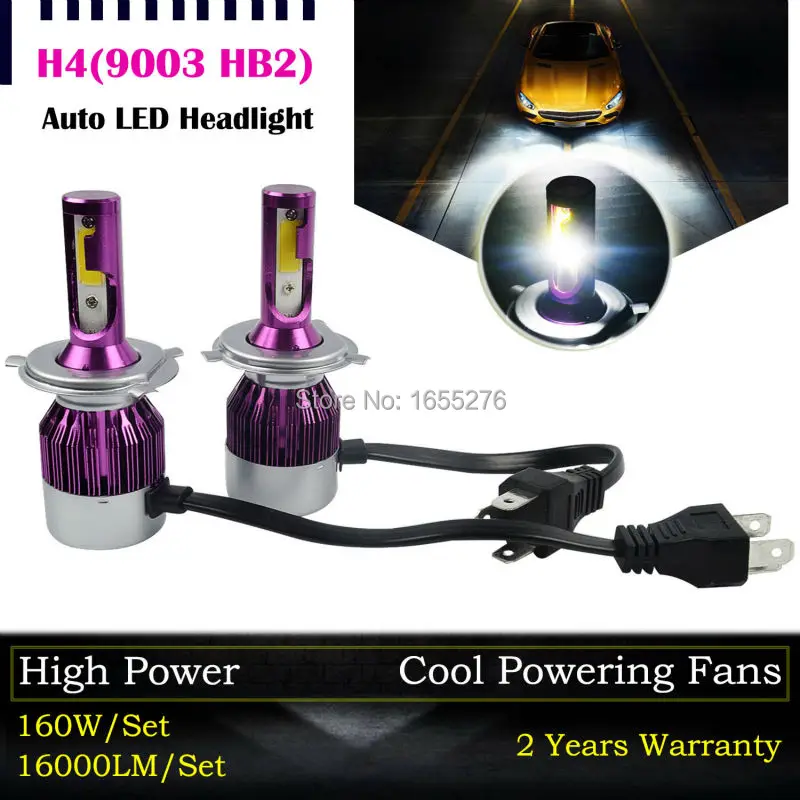 

TAITIAN Pair LED 160W 16000LM H4 9003 HB2 Headlight Light Kit H/L Beam Bulbs 6500K