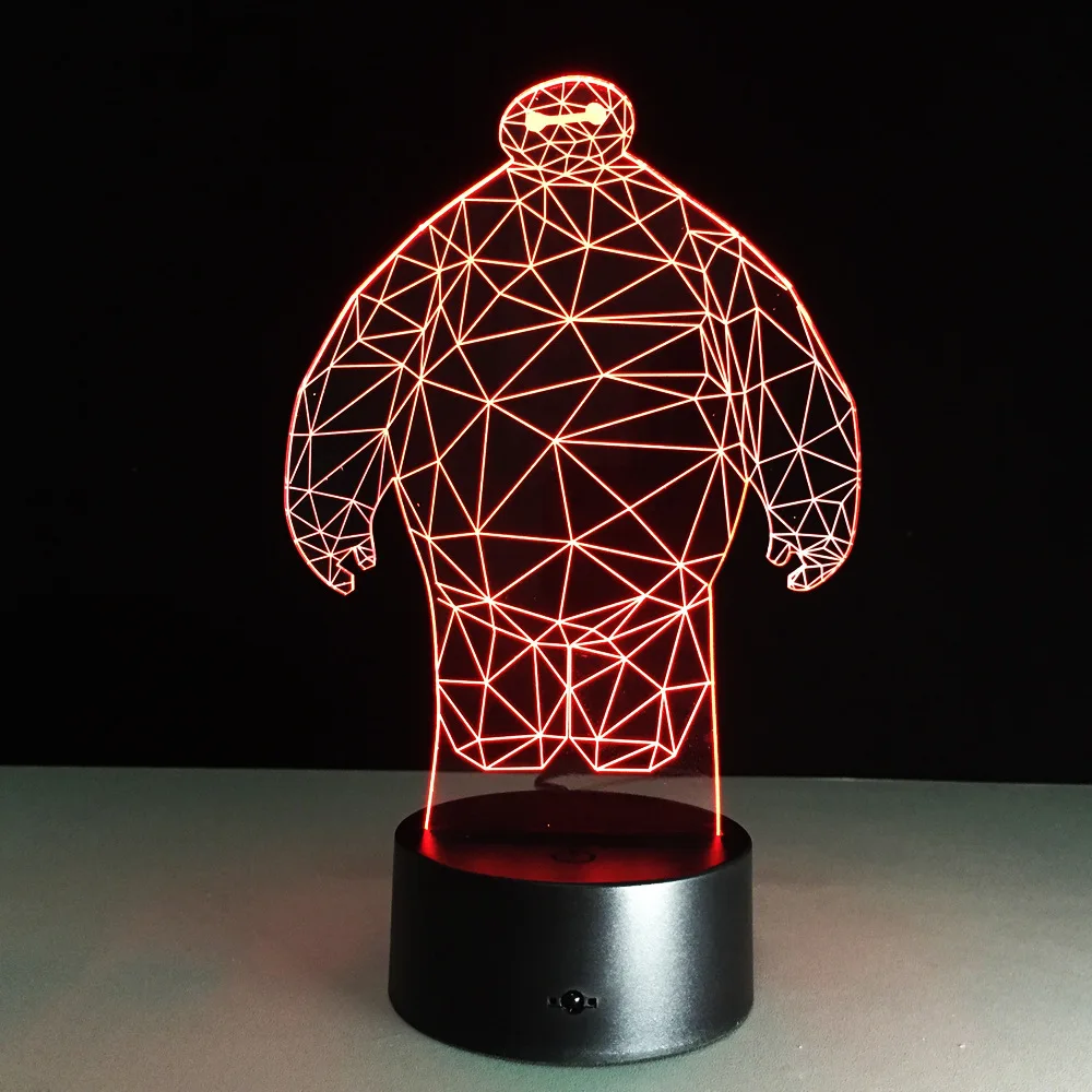 Светодиодный ночсветильник Baymax с большими героями 7 цветов декоративная лампа 3D