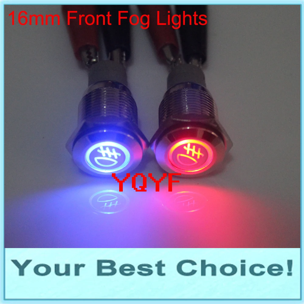 16mm 12V LED Front Fog Light Symbol Push Button Switch in Switches