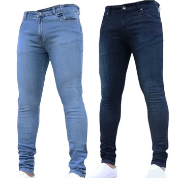 

2019 Hole Denim Black Jeans Mens Business Skinny Ripped Jeans homme Biker Pants Casual Stretch Pencil Pants Trousers