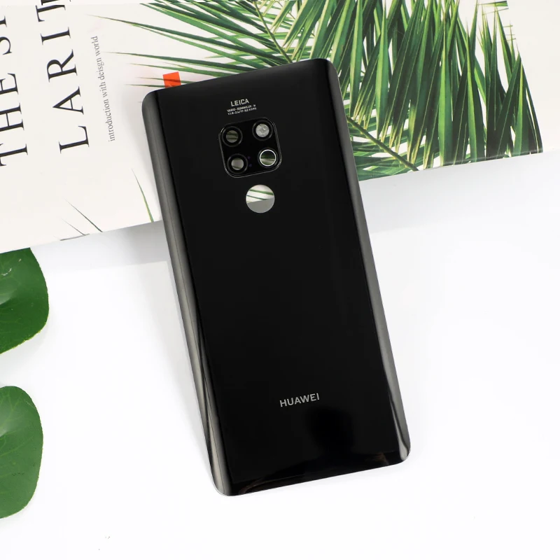 Mate 20 корпус для huawei mate 20 задняя крышка запчасти из стекла батарея Дверь реальный+ клей для камеры - Цвет: Черный