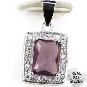 

Guaranteed Real 925 Solid Sterling Silver 1.9g Elegant Purple Amethyst White CZ Woman's Pendant 18x10mm