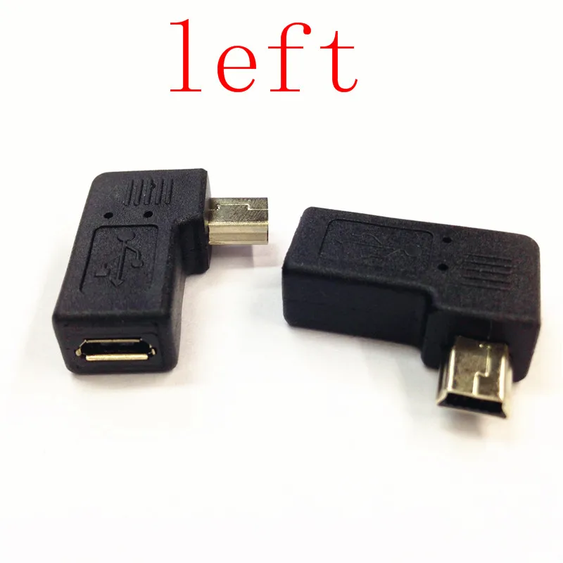 90 градусов левый и правый угловой мини USB 5pin штекер к микро гнездо синхронизация