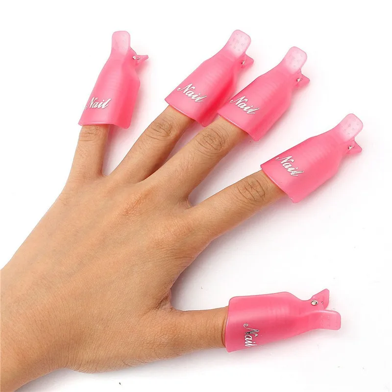 

ISHOWTIENDA 10 Colors 10 Pcs Plastic Nail Art Soak Off Cap Clip UV Gel Polish Remover Wrap Tool for Removal of varnish