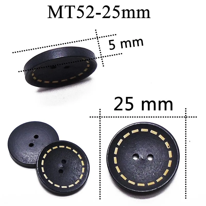 ZIEENE, 10 шт., 50 шт., 100 шт., из натурального дерева, матовые, с лазерным напылением, деревянные пуговицы, джинсовые, цветные, для шитья, сделай сам, скрапбукинг, для джинсов, ручная работа - Цвет: MT52-25mm