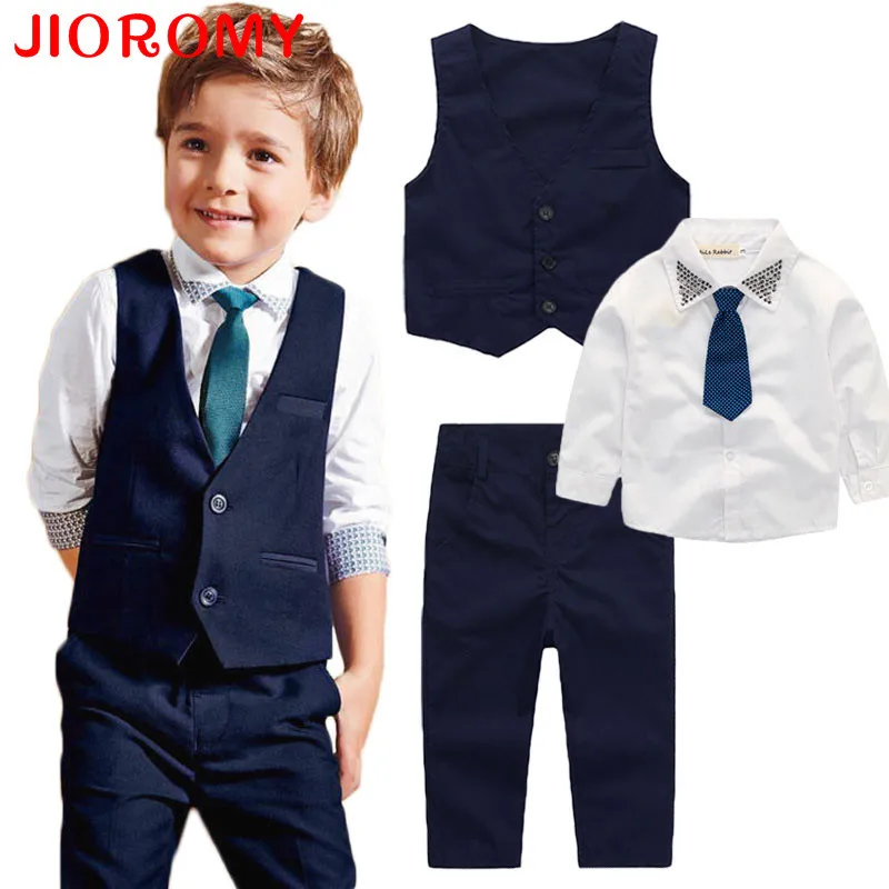 Осенний костюм для мальчиков жилет+ рубашка+ штаны, 3 вещи, шт./компл. модные галстуком-бабочкой в джентльменском стиле с длинными рукавами, детский комплект одежды JIOROMY k1