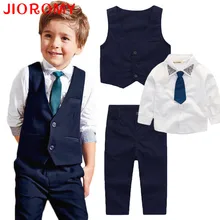 Осенний костюм для мальчиков жилет+ рубашка+ штаны, 3 вещи, шт./компл. модные галстуком-бабочкой в джентльменском стиле с длинными рукавами, детский комплект одежды JIOROMY k1