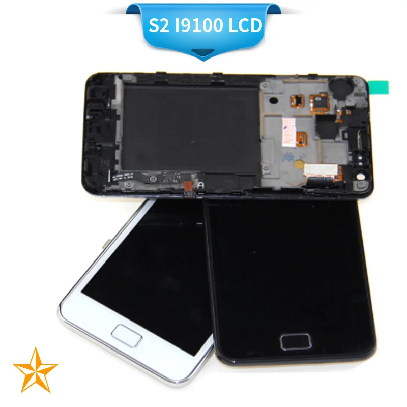 

100% tested Super AMOLED For SAMSUNG S2 i9100 LCD for Samsung S2 LCD Screen Touch Digitizer Assembly with frame