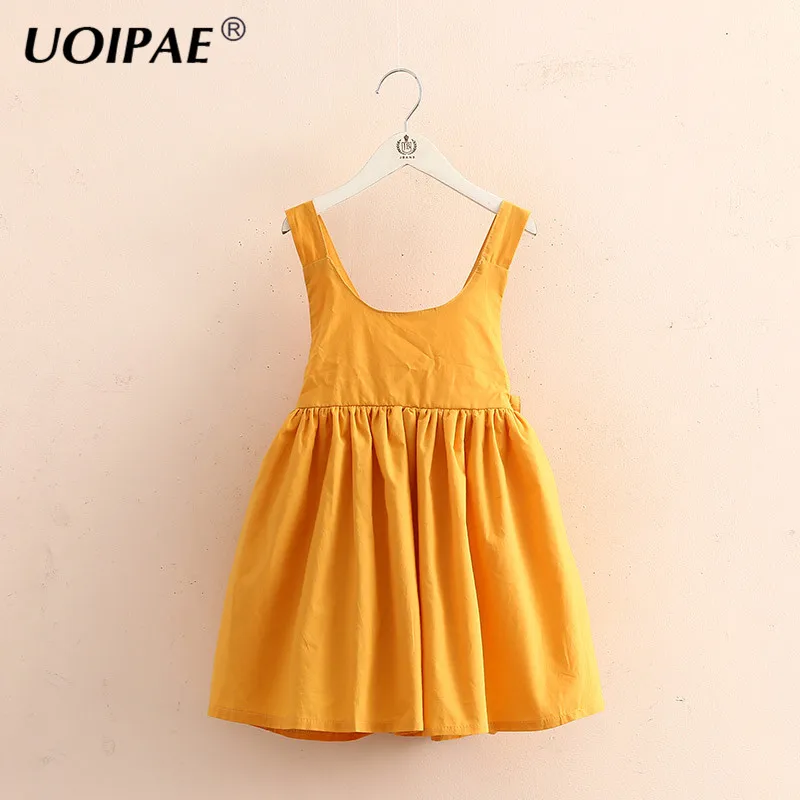 

Baby Vest Vest 2018 Summer Wear Girls Children's Wear Children's Simple Color Sling Back Tied Dress Qz-4725
