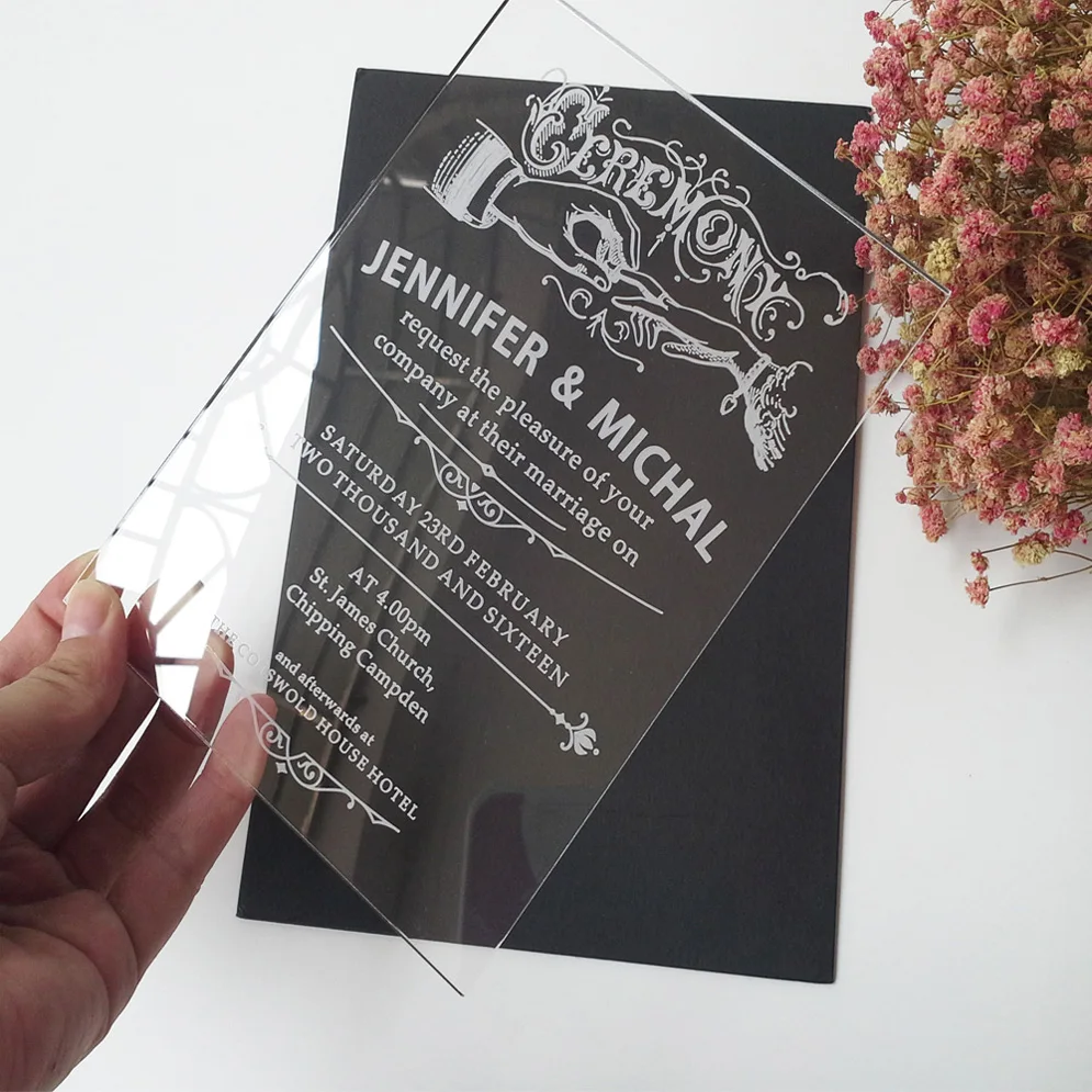  Sample order for 5*7inch Classic ceremony elements rectangle shape clear acrylic wedding invitation - 32697070631