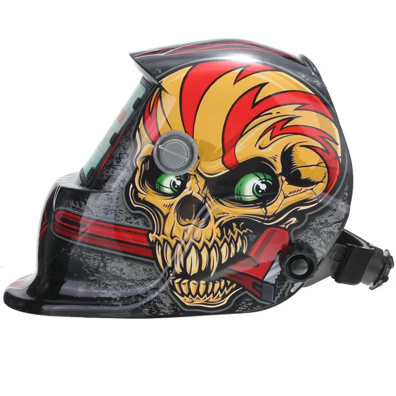 

Solar Auto Darkening Welding Helmets Mask Red MIG Welding Helmet Skull Pattern Preservation for Welding Machine
