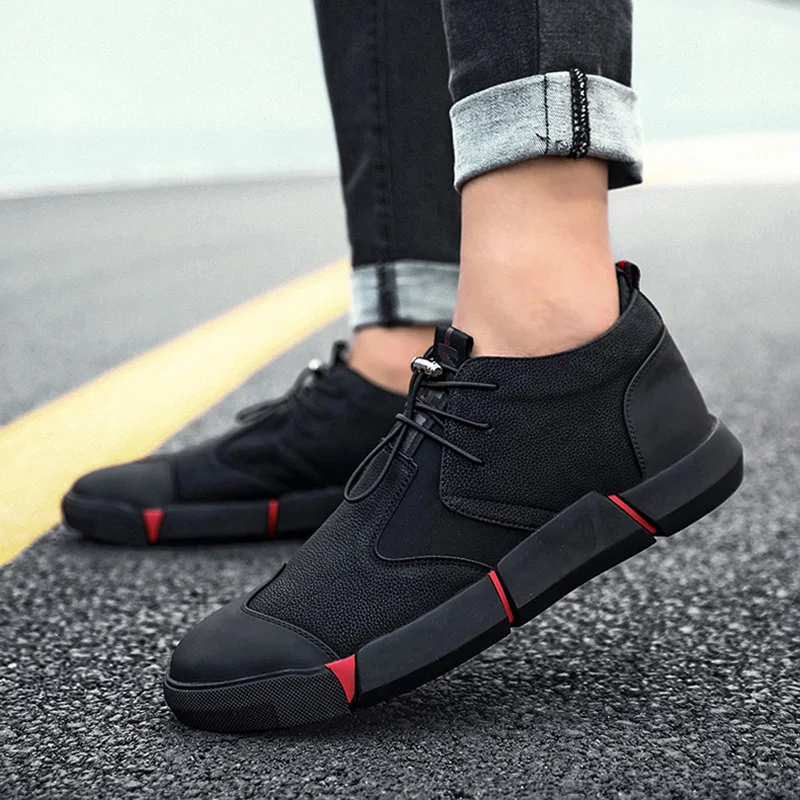 Fashion Men's Casual Shoes Top Quality Black Leather Shoe Breathable Sneakers Men Shoes Spring Summer Flats School Shoes