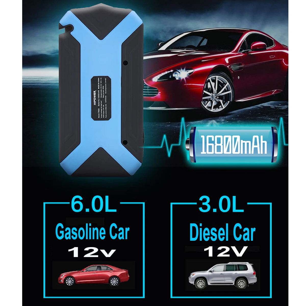  Multifunction Jump Starter 69800mAh 12V 4USB Portable Car Battery Booster Charger Booster Power Ban