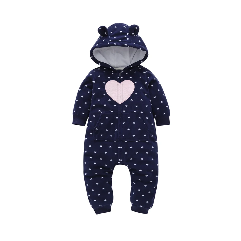 2018 autumn winter newborn baby clothes cotton cute loving heart design one-piece romper hooded Infant baby boy girl Jumpsuit