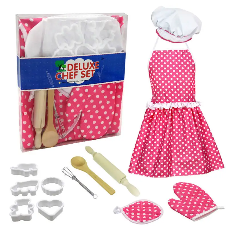 Детский набор для приготовления пищи и выпечки, 12 шт., кухонный костюм, ролевые игровые комплекты, фартук, шапка, забавная игрушка для детей, Лидер продаж