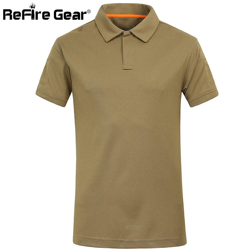 Baratos ReFire Gear hombre militar táctico camiseta ejército Fuerzas Especiales verano combate camiseta transpirable Casual de secado rápido camisetas