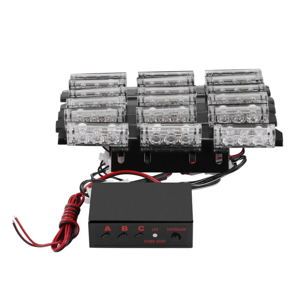 

54LED 12V 30W Car Auto Truck LED Flashing Warning Strobe Light LED Beacon Emergency Recovery White + Yellow