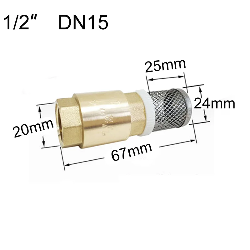 1 шт. латунный обратный клапан с фильтром фильтра 1/"(DN15) BSP Женская нить