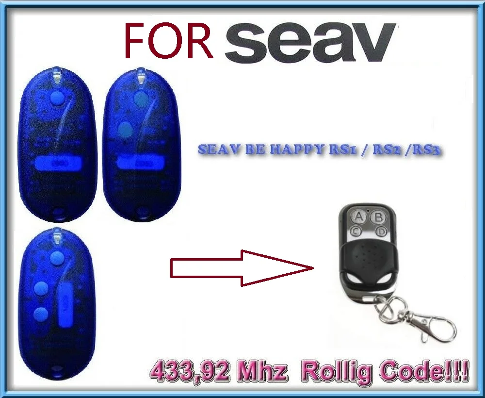 

SEAV BE HAPPY RS1 / RS2 / RS3 Remote Control Duplicator 4-Channel 433.92MHz Rolling Code Gate Opener