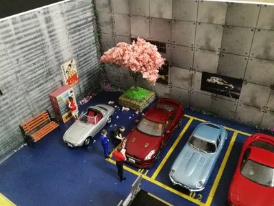 1/64 Parking Lot Scene Japanese Street  Model Car Garage Photo Prop Garage Parking Show 5