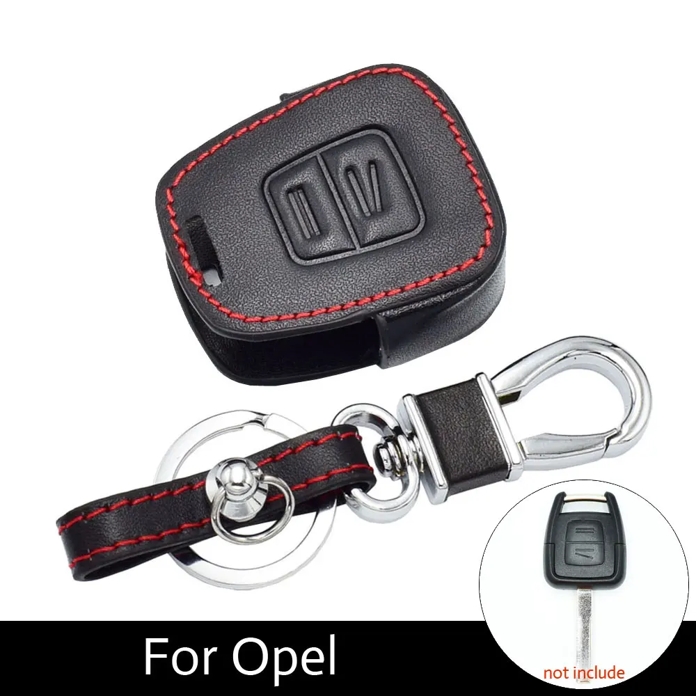 

ATOBABI 2 Buttons Leather Car Key Case Remote Fob Holder Cover For Opel Vauxhall Astra Zafira Omega Insignia Vectra Keychain Bag