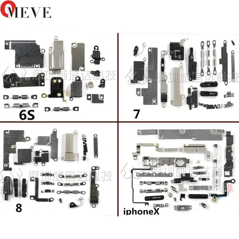 

100% Brand New Inner Accessories Inside Small Metal Parts Holder Bracket Shield Plate Set Kit 21Pcs 23pcs for iPhone 6 7 8 X