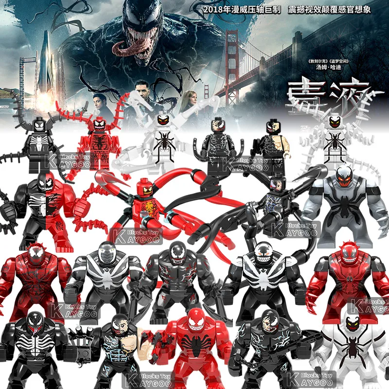 Super Hero Big 7cm Figure Carnage Kingpin Agent Venom Toxin Building Blocks 