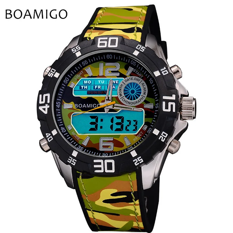 

BOAMIGO Digital Watch Men Sport Fitness Waterproof Wrist Watch LED Display Rubber Fashion Luxury Brand Watchs High Quality New