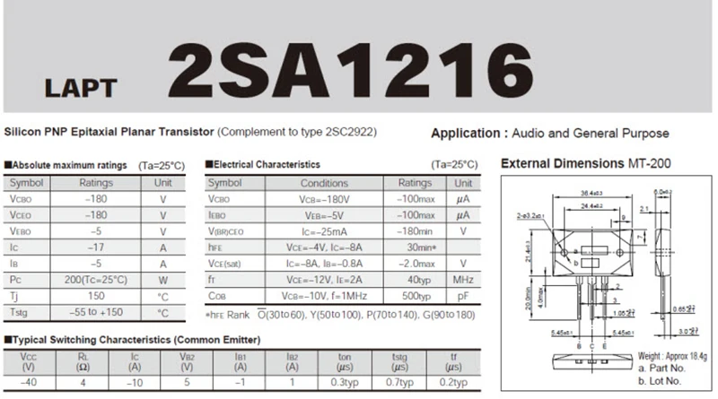 Высокая мощность диод Триод 2SC2922 2SA1216 Sanken аудио усилитель трубка новое место гарантия качества HIFI усилитель