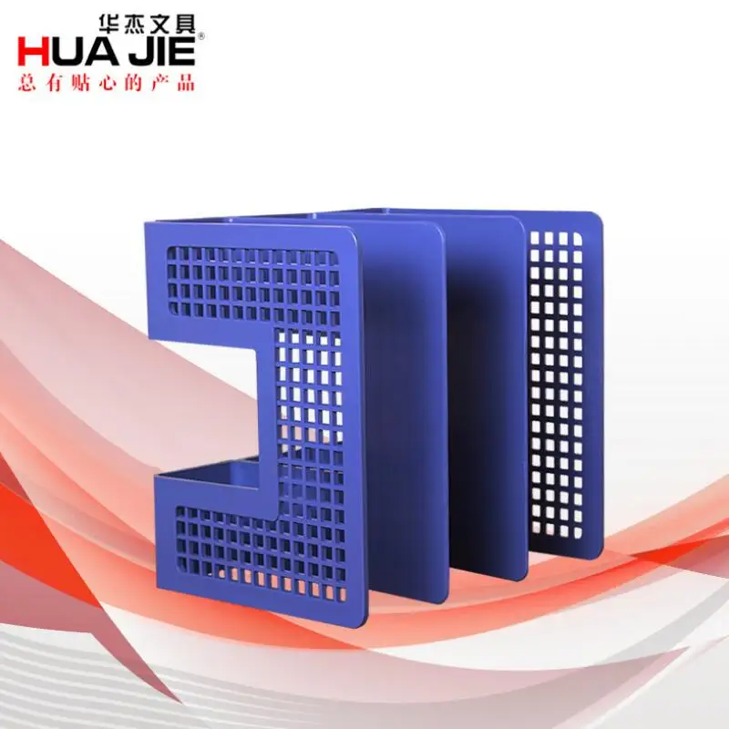 

HUAJIE 3 Layers Book Stand Hollow Storage Box File Magazine Racks Tray Book Stand Desk Organizer Office Stationery Bookends