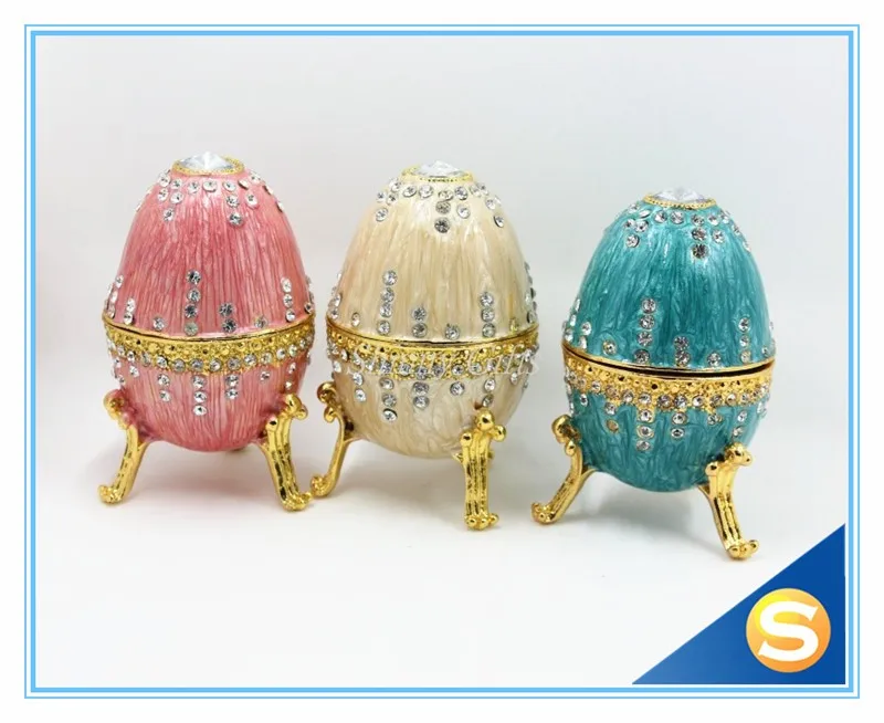 1.5'' EASTER ENAMELED BLUE EGG TRINKET BOX TRELLIS RUSSIAN TRADITIONS OF FABERGE 