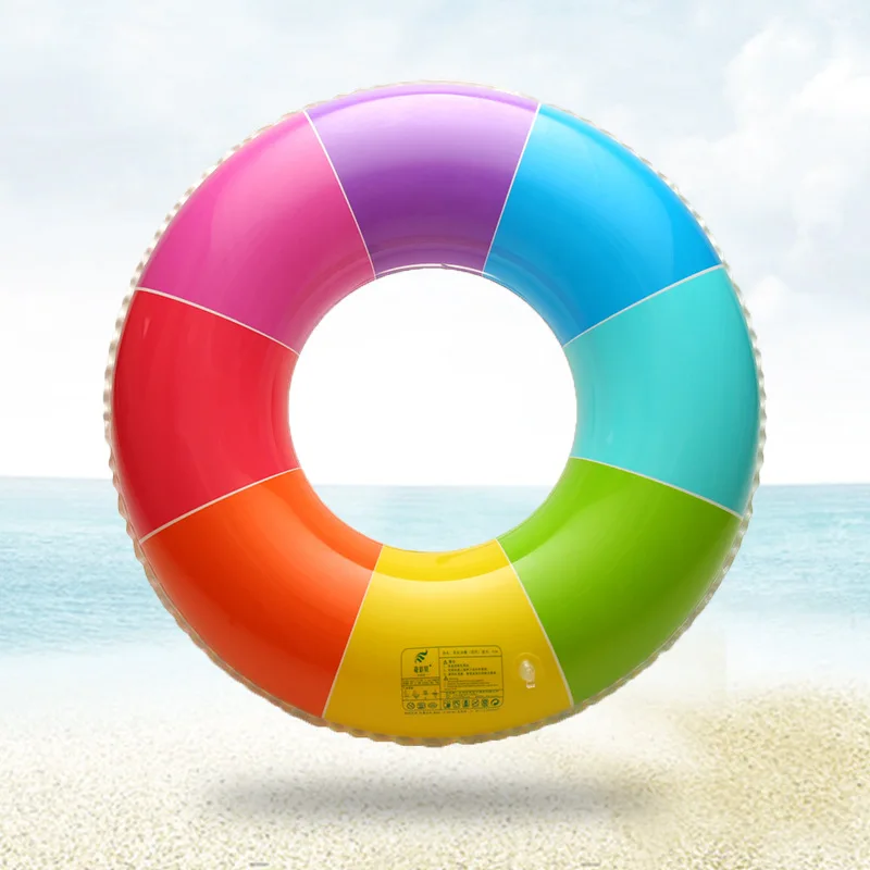 

Inflatable swimming circle adult thickening and increasing male and female rainbow lifesaving circle swimming ring